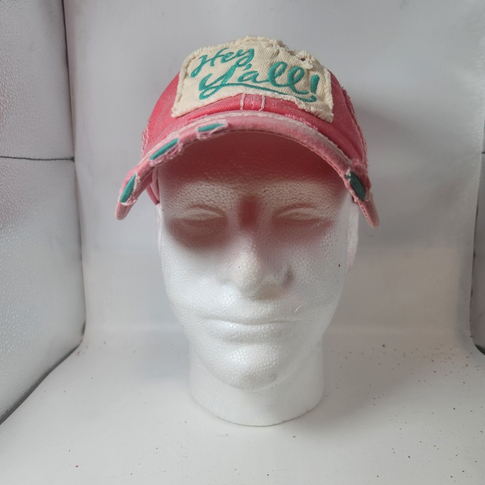 KBETHOS Vintage Hey Y'all Distressed Pink Baseball Cap Hat Adjustable Hook Loop